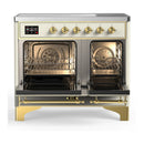 ILVE Majestic III 40-Inch Induction Range with 6 Induction Elements and Triple Glass Door Electric Oven in Antique White with Brass Trim (UMDIB40NR3AWG)