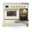 ILVE Majestic III 40-Inch Induction Range with 6 Induction Elements and Triple Glass Door Electric Oven in Antique White with Brass Trim (UMDIB40NR3AWG)