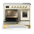 ILVE Majestic III 40-Inch Induction Range with 6 Induction Elements and Triple Glass Door Electric Oven in Antique White with Brass Trim (UMDIB40NR3AWG)