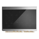 ILVE Majestic III 40-Inch Induction Range with 6 Induction Elements and Triple Glass Door Electric Oven in Antique White with Brass Trim (UMDIB40NR3AWG)