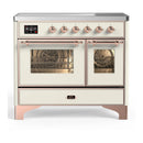 ILVE Majestic III 40-Inch Induction Range with 6 Induction Elements and Triple Glass Door Electric Oven in Antique White with Copper Trim (UMDIB40NR3AWP)