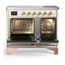 ILVE Majestic III 40-Inch Induction Range with 6 Induction Elements and Triple Glass Door Electric Oven in Antique White with Copper Trim (UMDIB40NR3AWP)