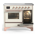 ILVE Majestic III 40-Inch Induction Range with 6 Induction Elements and Triple Glass Door Electric Oven in Antique White with Copper Trim (UMDIB40NR3AWP)