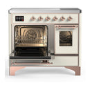 ILVE Majestic III 40-Inch Induction Range with 6 Induction Elements and Triple Glass Door Electric Oven in Antique White with Copper Trim (UMDIB40NR3AWP)