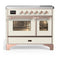ILVE Majestic III 40-Inch Induction Range with 6 Induction Elements and Triple Glass Door Electric Oven in Antique White with Copper Trim (UMDIB40NR3AWP)
