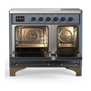 ILVE Majestic III 40-Inch Induction Range with 6 Induction Elements and Triple Glass Door Electric Oven in Blue Grey with Burnished Trim (UMDIB40NR3BGB)