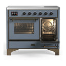 ILVE Majestic III 40-Inch Induction Range with 6 Induction Elements and Triple Glass Door Electric Oven in Blue Grey with Burnished Trim (UMDIB40NR3BGB)