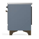ILVE Majestic III 40-Inch Induction Range with 6 Induction Elements and Triple Glass Door Electric Oven in Blue Grey with Burnished Trim (UMDIB40NR3BGB)