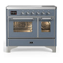 ILVE Majestic III 40-Inch Induction Range with 6 Induction Elements and Triple Glass Door Electric Oven in Blue Grey with Chrome Trim (UMDIB40NR3BGC)