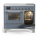 ILVE Majestic III 40-Inch Induction Range with 6 Induction Elements and Triple Glass Door Electric Oven in Blue Grey with Chrome Trim (UMDIB40NR3BGC)