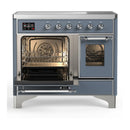 ILVE Majestic III 40-Inch Induction Range with 6 Induction Elements and Triple Glass Door Electric Oven in Blue Grey with Chrome Trim (UMDIB40NR3BGC)