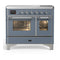 ILVE Majestic III 40-Inch Induction Range with 6 Induction Elements and Triple Glass Door Electric Oven in Blue Grey with Chrome Trim (UMDIB40NR3BGC)