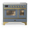 ILVE Majestic III 40-Inch Induction Range with 6 Induction Elements and Triple Glass Door Electric Oven in Blue Grey with Brass Trim (UMDIB40NR3BGG)