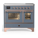 ILVE Majestic III 40-Inch Induction Range with 6 Induction Elements and Triple Glass Door Electric Oven in Blue Grey with Copper Trim (UMDIB40NR3BGP)