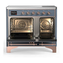ILVE Majestic III 40-Inch Induction Range with 6 Induction Elements and Triple Glass Door Electric Oven in Blue Grey with Copper Trim (UMDIB40NR3BGP)