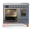 ILVE Majestic III 40-Inch Induction Range with 6 Induction Elements and Triple Glass Door Electric Oven in Blue Grey with Copper Trim (UMDIB40NR3BGP)