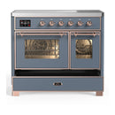 ILVE Majestic III 40-Inch Induction Range with 6 Induction Elements and Triple Glass Door Electric Oven in Blue Grey with Copper Trim (UMDIB40NR3BGP)