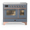 ILVE Majestic III 40-Inch Induction Range with 6 Induction Elements and Triple Glass Door Electric Oven in Blue Grey with Copper Trim (UMDIB40NR3BGP)