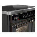 ILVE Majestic III 40-Inch Induction Range with 6 Induction Elements and Triple Glass Door Electric Oven in Glossy Black with Burnished Trim (UMDIB40NR3BKB)