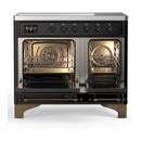 ILVE Majestic III 40-Inch Induction Range with 6 Induction Elements and Triple Glass Door Electric Oven in Glossy Black with Burnished Trim (UMDIB40NR3BKB)