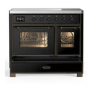 ILVE Majestic III 40-Inch Induction Range with 6 Induction Elements and Triple Glass Door Electric Oven in Glossy Black with Burnished Trim (UMDIB40NR3BKB)