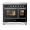 ILVE Majestic III 40-Inch Induction Range with 6 Induction Elements and Triple Glass Door Electric Oven in Glossy Black with Chrome Trim (UMDIB40NR3BKC)