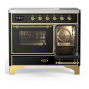 ILVE Majestic III 40-Inch Induction Range with 6 Induction Elements and Triple Glass Door Electric Oven in Glossy Black with Brass Trim (UMDIB40NR3BKG)