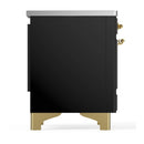 ILVE Majestic III 40-Inch Induction Range with 6 Induction Elements and Triple Glass Door Electric Oven in Glossy Black with Brass Trim (UMDIB40NR3BKG)