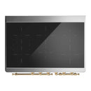 ILVE Majestic III 40-Inch Induction Range with 6 Induction Elements and Triple Glass Door Electric Oven in Glossy Black with Brass Trim (UMDIB40NR3BKG)