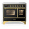 ILVE Majestic III 40-Inch Induction Range with 6 Induction Elements and Triple Glass Door Electric Oven in Glossy Black with Brass Trim (UMDIB40NR3BKG)