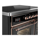ILVE Majestic III 40-Inch Induction Range with 6 Induction Elements and Triple Glass Door Electric Oven in Glossy Black with Copper Trim (UMDIB40NR3BKP)