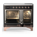 ILVE Majestic III 40-Inch Induction Range with 6 Induction Elements and Triple Glass Door Electric Oven in Glossy Black with Copper Trim (UMDIB40NR3BKP)