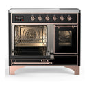 ILVE Majestic III 40-Inch Induction Range with 6 Induction Elements and Triple Glass Door Electric Oven in Glossy Black with Copper Trim (UMDIB40NR3BKP)