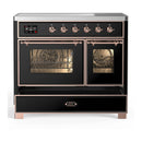ILVE Majestic III 40-Inch Induction Range with 6 Induction Elements and Triple Glass Door Electric Oven in Glossy Black with Copper Trim (UMDIB40NR3BKP)