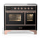 ILVE Majestic III 40-Inch Induction Range with 6 Induction Elements and Triple Glass Door Electric Oven in Glossy Black with Copper Trim (UMDIB40NR3BKP)