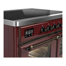 ILVE Majestic III 40-Inch Induction Range with 6 Induction Elements and Triple Glass Door Electric Oven in Burgundy with Burnished Trim (UMDIB40NR3BUB)