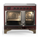 ILVE Majestic III 40-Inch Induction Range with 6 Induction Elements and Triple Glass Door Electric Oven in Burgundy with Burnished Trim (UMDIB40NR3BUB)