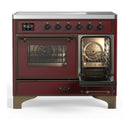 ILVE Majestic III 40-Inch Induction Range with 6 Induction Elements and Triple Glass Door Electric Oven in Burgundy with Burnished Trim (UMDIB40NR3BUB)