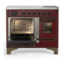 ILVE Majestic III 40-Inch Induction Range with 6 Induction Elements and Triple Glass Door Electric Oven in Burgundy with Burnished Trim (UMDIB40NR3BUB)