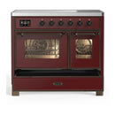 ILVE Majestic III 40-Inch Induction Range with 6 Induction Elements and Triple Glass Door Electric Oven in Burgundy with Burnished Trim (UMDIB40NR3BUB)