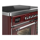 ILVE Majestic III 40-Inch Induction Range with 6 Induction Elements and Triple Glass Door Electric Oven in Burgundy with Chrome Trim (UMDIB40NR3BUC)
