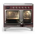 ILVE Majestic III 40-Inch Induction Range with 6 Induction Elements and Triple Glass Door Electric Oven in Burgundy with Chrome Trim (UMDIB40NR3BUC)