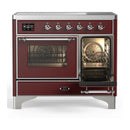ILVE Majestic III 40-Inch Induction Range with 6 Induction Elements and Triple Glass Door Electric Oven in Burgundy with Chrome Trim (UMDIB40NR3BUC)