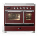 ILVE Majestic III 40-Inch Induction Range with 6 Induction Elements and Triple Glass Door Electric Oven in Burgundy with Chrome Trim (UMDIB40NR3BUC)