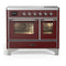 ILVE Majestic III 40-Inch Induction Range with 6 Induction Elements and Triple Glass Door Electric Oven in Burgundy with Chrome Trim (UMDIB40NR3BUC)