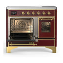 ILVE Majestic III 40-Inch Induction Range with 6 Induction Elements and Triple Glass Door Electric Oven in Burgundy with Brass Trim (UMDIB40NR3BUG)