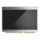 ILVE Majestic III 40-Inch Induction Range with 6 Induction Elements and Triple Glass Door Electric Oven in Burgundy with Brass Trim (UMDIB40NR3BUG)