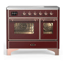 ILVE Majestic III 40-Inch Induction Range with 6 Induction Elements and Triple Glass Door Electric Oven in Burgundy with Copper Trim (UMDIB40NR3BUP)