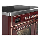 ILVE Majestic III 40-Inch Induction Range with 6 Induction Elements and Triple Glass Door Electric Oven in Burgundy with Copper Trim (UMDIB40NR3BUP)