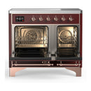 ILVE Majestic III 40-Inch Induction Range with 6 Induction Elements and Triple Glass Door Electric Oven in Burgundy with Copper Trim (UMDIB40NR3BUP)